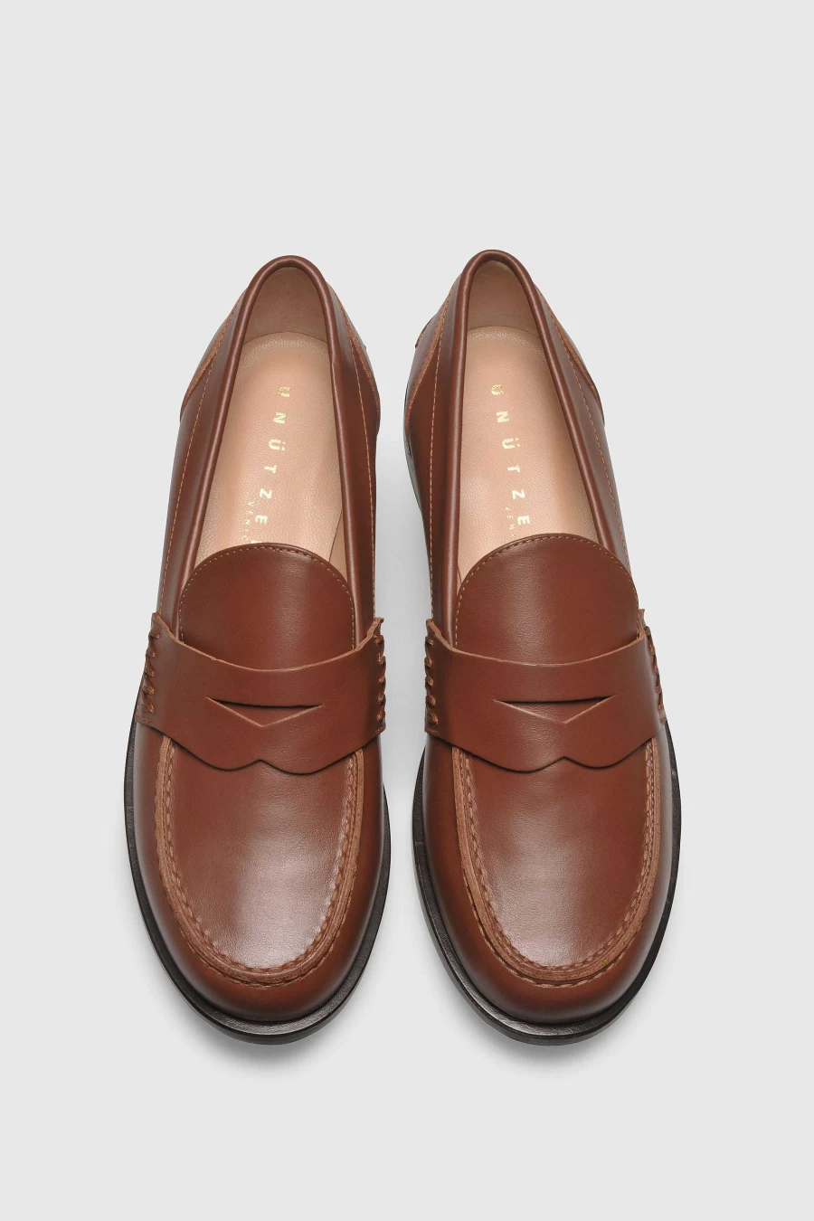Unützer Women's Loafer 9250 in Braun Cognac - Premium Vitello Leather Slip-On Shoes
