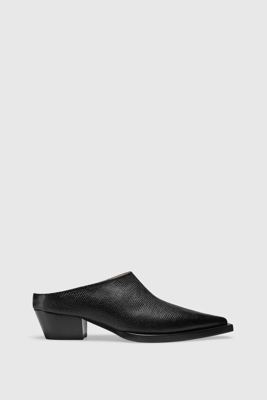 Unützer Women's Cowboy Mule 9255 in Schwarz with Lizard Print Design