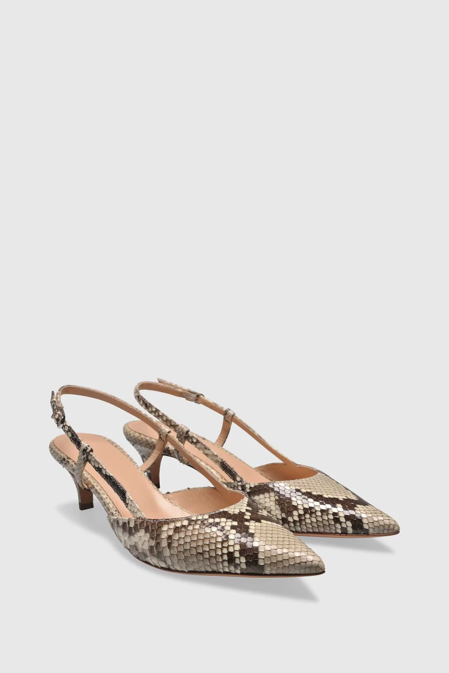 Unützer Women's Beige Slingback 9317 Pitone Roccia Lucido Heels