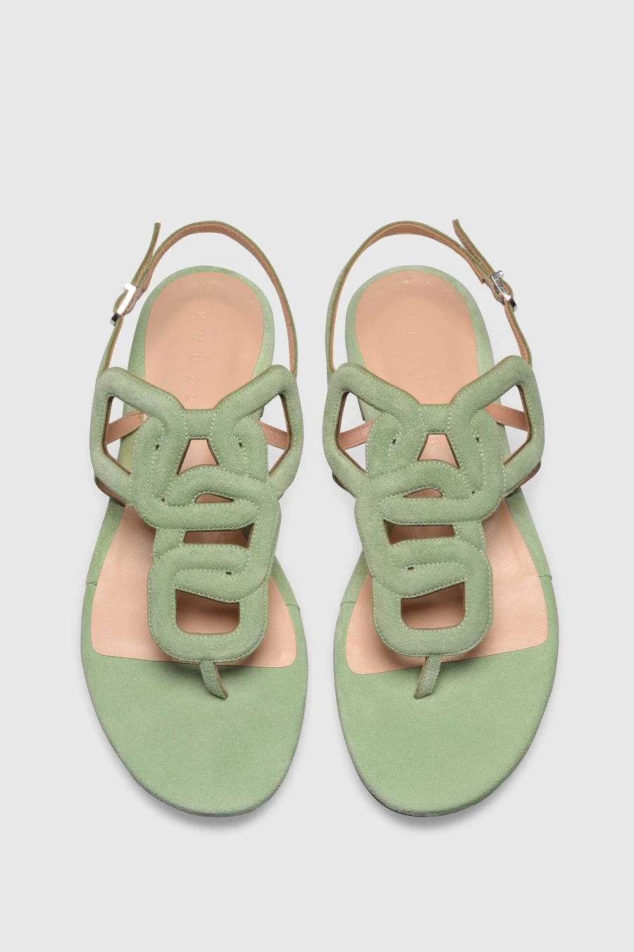 Unützer Women's Sandal 9302 Green Velor Comfortable Footwear
