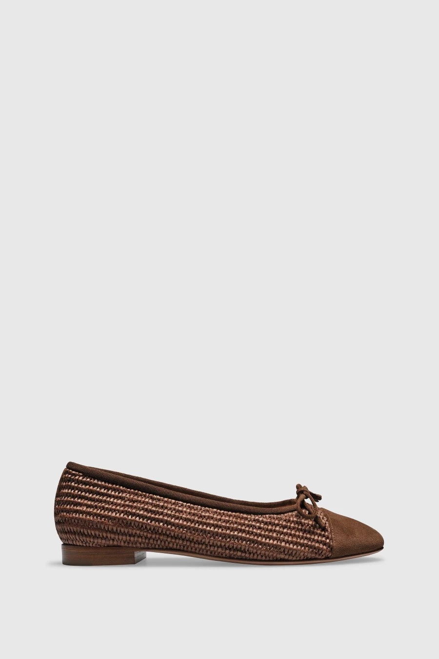 Unützer Women's Ballerina 963 Cocco Raffia Velor Flats in Braun